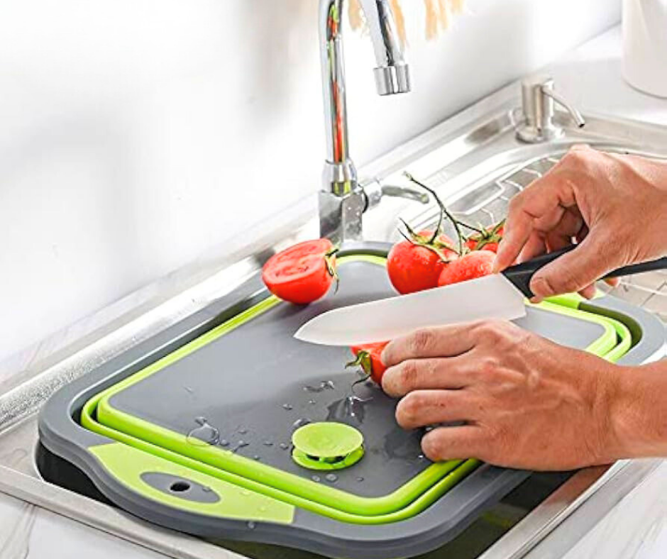 Foldable Cutting Board with Strainer – 3-in-1 Kitchen Essential
