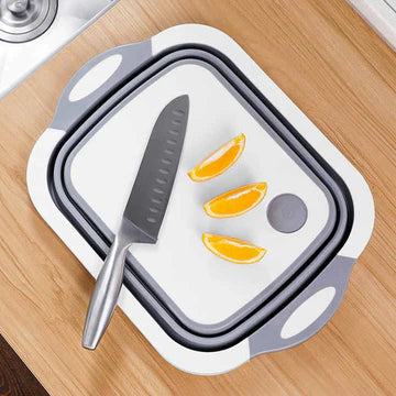 Foldable Cutting Board with Strainer – 3-in-1 Kitchen Essential