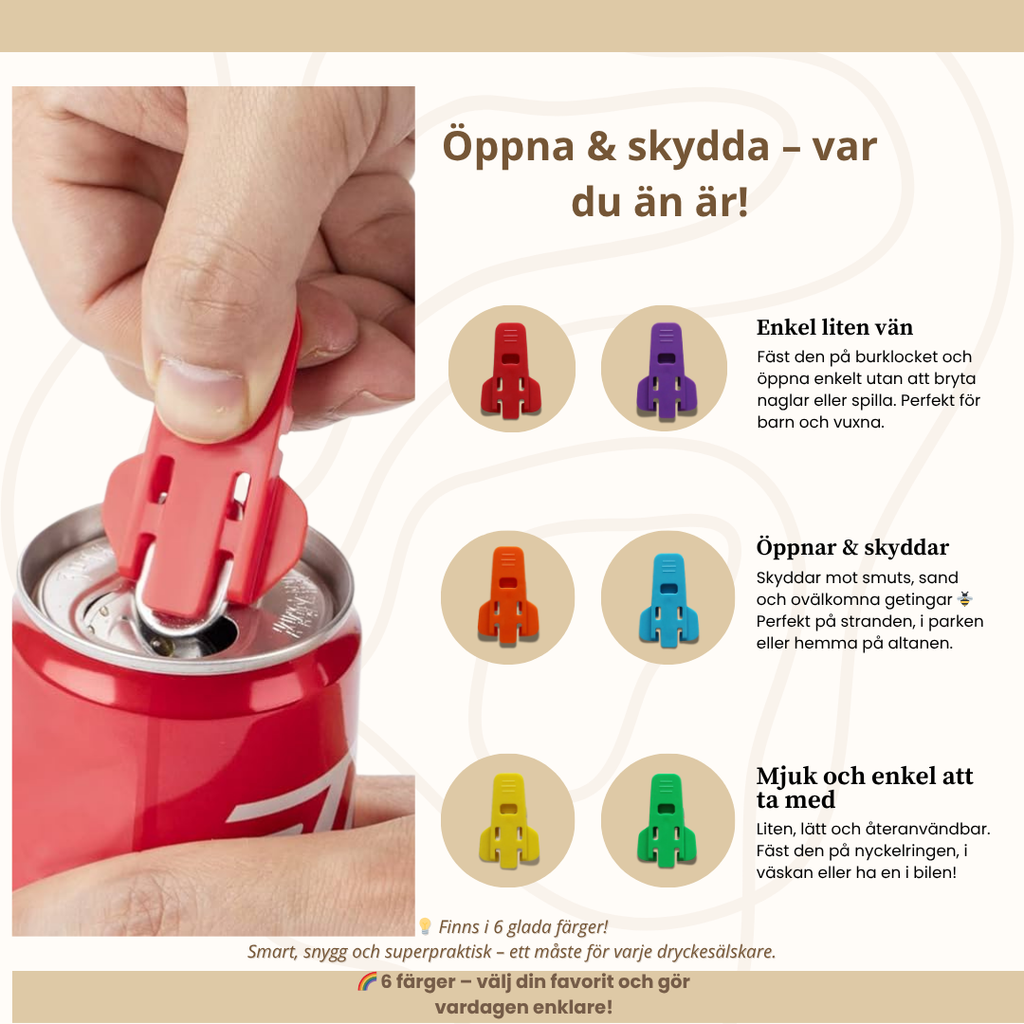 PopSplash™ – Färgglad burköppnare & dryckesskydd